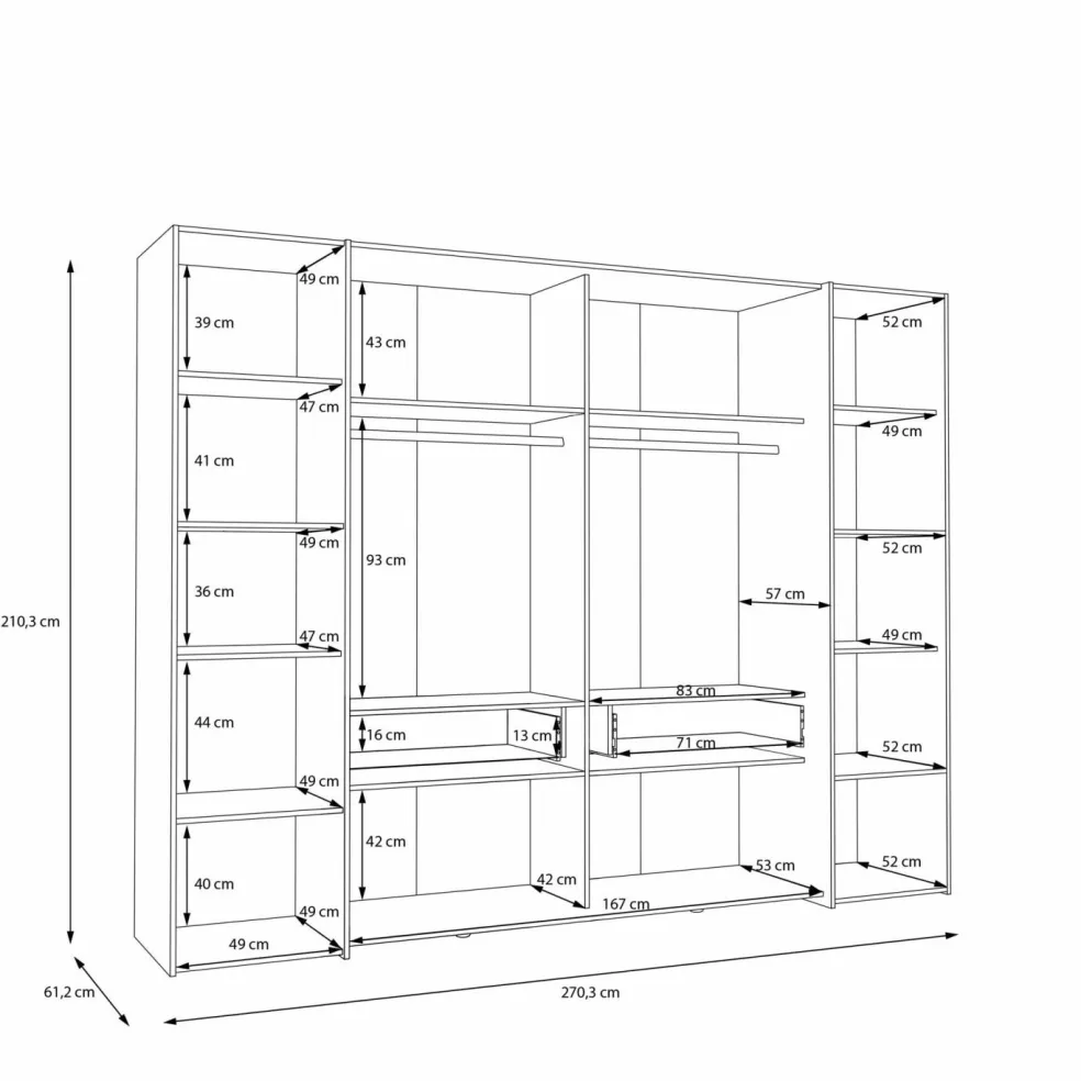 Armoire à portes battantes et coulissantes NARAGO