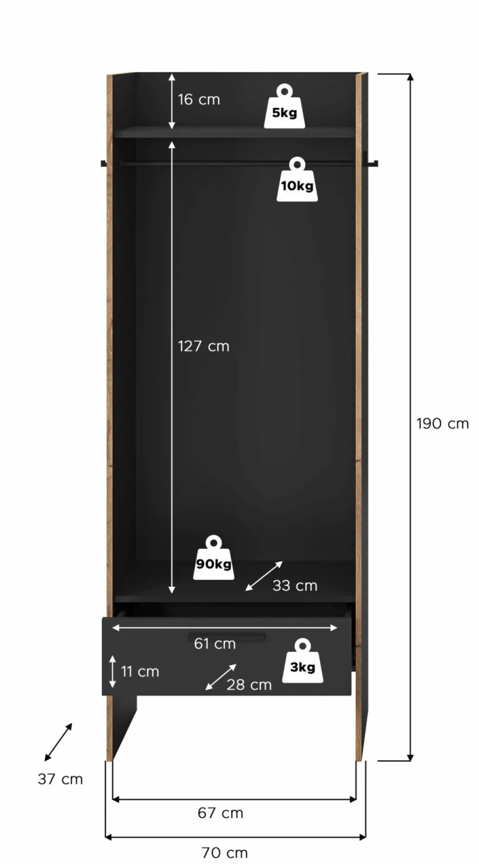 Armoire de penderie BUENO