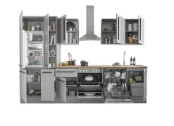 Bloc cuisine avec électroménager MANCHESTER (bloc cuisine-réfrigérateur-armoire coulissante) I