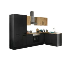 Bloc cuisine avec électroménager CORNWALL (cuisine d'angle-lave-vaisselle-réfrigérateur-armoire coulissante) III