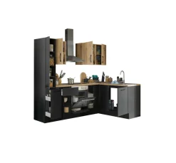 Bloc cuisine avec électroménager CORNWALL (cuisine d'angle-armoire coulissante) III