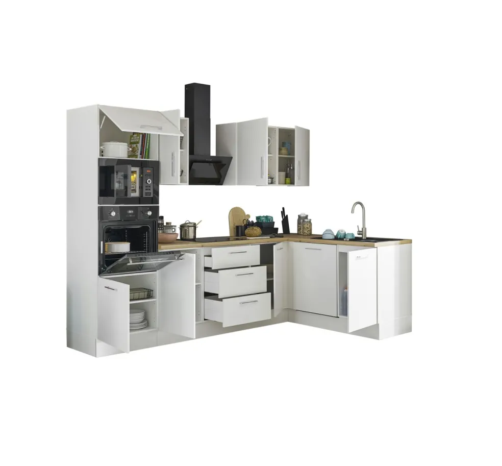Bloc cuisine avec électroménager CORNWALL (cuisine d'angle-four-lave-vaisselle-micro-ondes) II