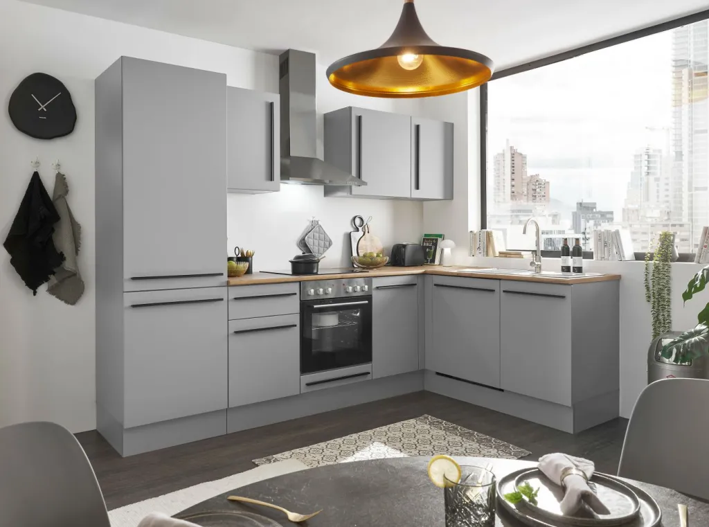 Bega BBK Cuisines Équipées|Afficher Blocs Cuisine<Bloc cuisine avec électroménager MANCHESTER (angle-réfrigérateur) I