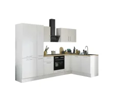 Bloc cuisine avec électroménager CORNWALL (cuisine d'angle-réfrigérateur-armoire coulissante) II