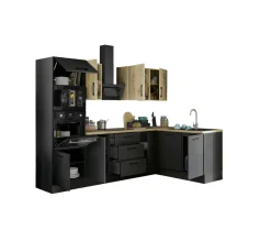 Bega BBK Cuisines Équipées|Afficher Blocs Cuisine<Bloc cuisine avec électroménager CORNWALL (cuisine d'angle-four-lave-vaisselle-micro-ondes) VI