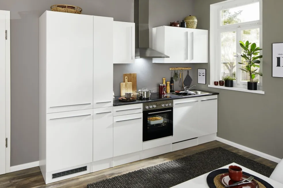Bloc cuisine avec électroménager JAZZ 8 (bloc cuisine-réfrigérateur-armoire coulissante) I