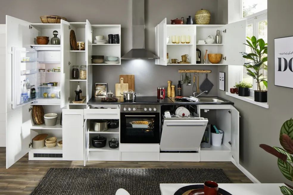 Bloc cuisine avec électroménager JAZZ 8 (bloc cuisine-réfrigérateur-armoire coulissante) I