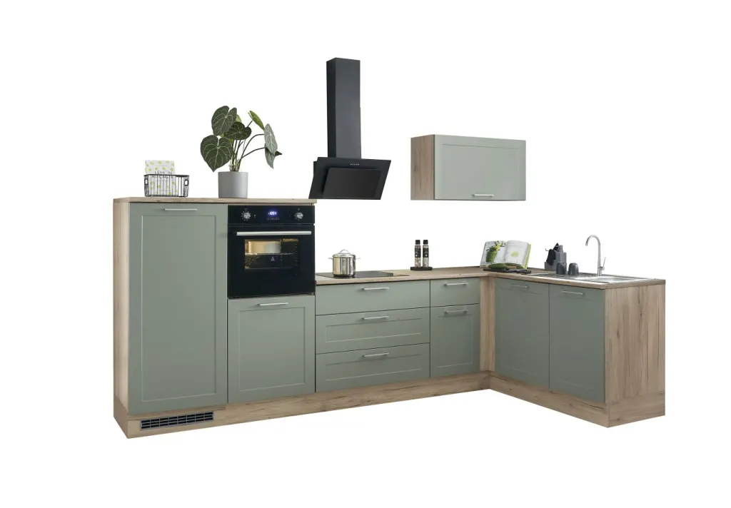 Bega BBK Cuisines Équipées|Afficher Blocs Cuisine<Bloc cuisine avec électroménager HASTINGS (cuisine d'angle - meuble pour frigo - meuble pour four) II