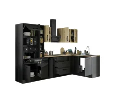 Bega BBK Cuisines Équipées|Afficher Blocs Cuisine<Bloc cuisine avec électroménager CORNWALL (cuisine d'angle-four-micro-ondes-armoire coulissante) IV
