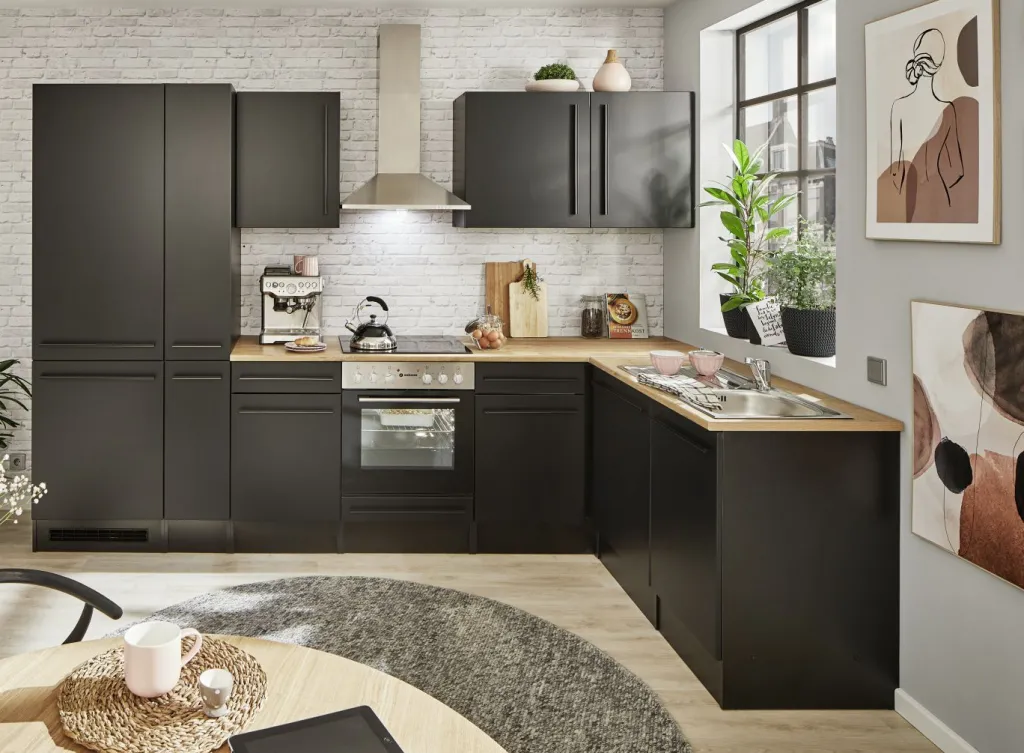 Bega BBK Meubles De Cuisine Jazz|Cuisines Équipées<Bloc cuisine avec électroménager JAZZ 8 (angle-réfrigérateur-armoire coulissante) II
