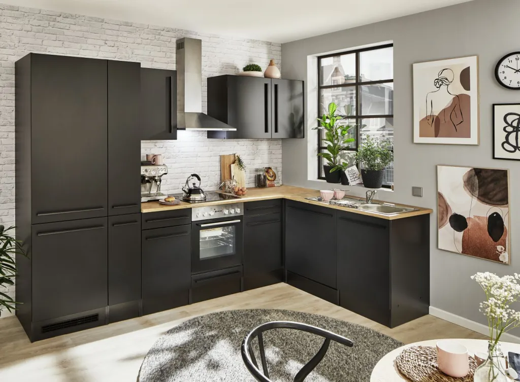 Bega BBK Meubles De Cuisine Jazz|Cuisines Équipées<Bloc cuisine avec électroménager JAZZ 8 (angle-réfrigérateur-armoire coulissante) II