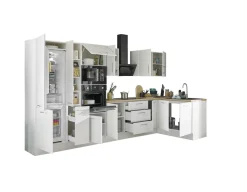Bloc cuisine avec électroménager CORNWALL (cuisine d'angle-four-réfrigérateur-micro-ondes-armoire coulissante) II