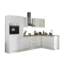 Bloc cuisine avec électroménager CORNWALL (cuisine d'angle-four-réfrigérateur-armoire coulissante) I