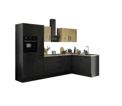 Bega BBK Cuisines Équipées|Afficher Blocs Cuisine<Bloc cuisine avec électroménager CORNWALL (cuisine d'angle-four-réfrigérateur-armoire coulissante) VI
