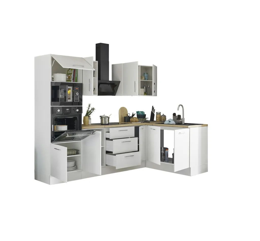 Bega BBK Cuisines Équipées|Afficher Blocs Cuisine<Bloc cuisine avec électroménager CORNWALL (cuisine d'angle-four-micro-ondes) II