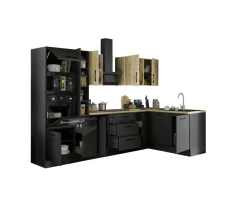 Bega BBK Cuisines Équipées|Afficher Blocs Cuisine<Bloc cuisine avec électroménager CORNWALL (cuisine d'angle-four-lave-vaisselle-micro-ondes) VIII