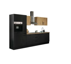 Bloc cuisine avec électroménager CORNWALL (bloc cuisine-four-lave-vaisselle-réfrigérateur-armoire coulissante) V