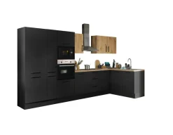 Bega BBK Cuisines Équipées|Afficher Blocs Cuisine<Bloc cuisine avec électroménager CORNWALL (cuisine d'angle-four-réfrigérateur-micro-ondes-armoire coulissante) III
