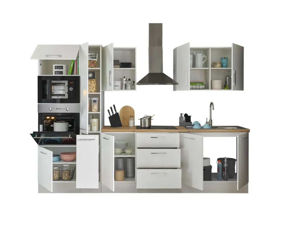 Bega BBK Cuisines Équipées|Afficher Blocs Cuisine<Bloc cuisine avec électroménager CORNWALL (bloc cuisine-four-micro-ondes-armoire coulissante) I
