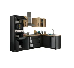 Bega BBK Cuisines Équipées|Afficher Blocs Cuisine<Bloc cuisine avec électroménager CORNWALL (cuisine d'angle-four-lave-vaisselle-micro-ondes) V