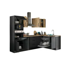 Bega BBK Cuisines Équipées|Afficher Blocs Cuisine<Bloc cuisine avec électroménager CORNWALL (cuisine d'angle-four-lave-vaisselle-micro-ondes) V