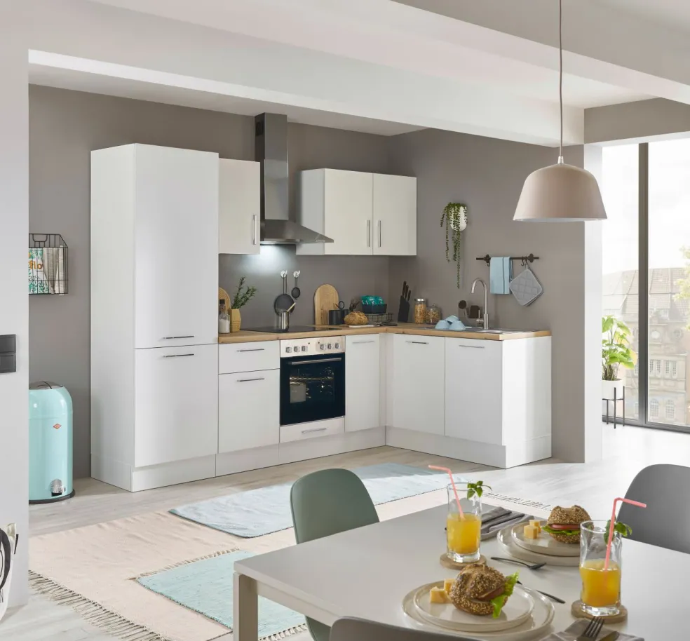 Bloc cuisine avec électroménager CORNWALL (cuisine d'angle-réfrigérateur) I