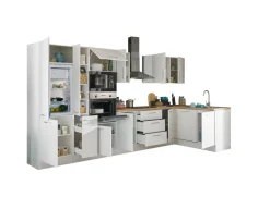 Bega BBK Cuisines Équipées|Afficher Blocs Cuisine<Bloc cuisine avec électroménager CORNWALL (cuisine d'angle-four-lave-vaisselle-réfrigérateur-micro-ondes-armoire coulissante) I