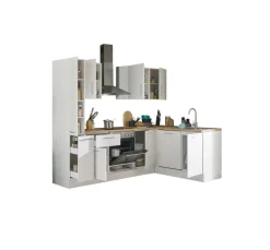 Bloc cuisine avec électroménager CORNWALL (cuisine d'angle-armoire coulissante-lave-vaisselle) I