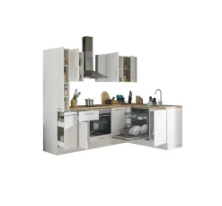 Bloc cuisine avec électroménager CORNWALL (cuisine d'angle-armoire coulissante-lave-vaisselle) I