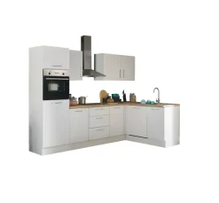 Bloc cuisine avec électroménager CORNWALL (cuisine d'angle-four-lave-vaisselle-réfrigérateur) I