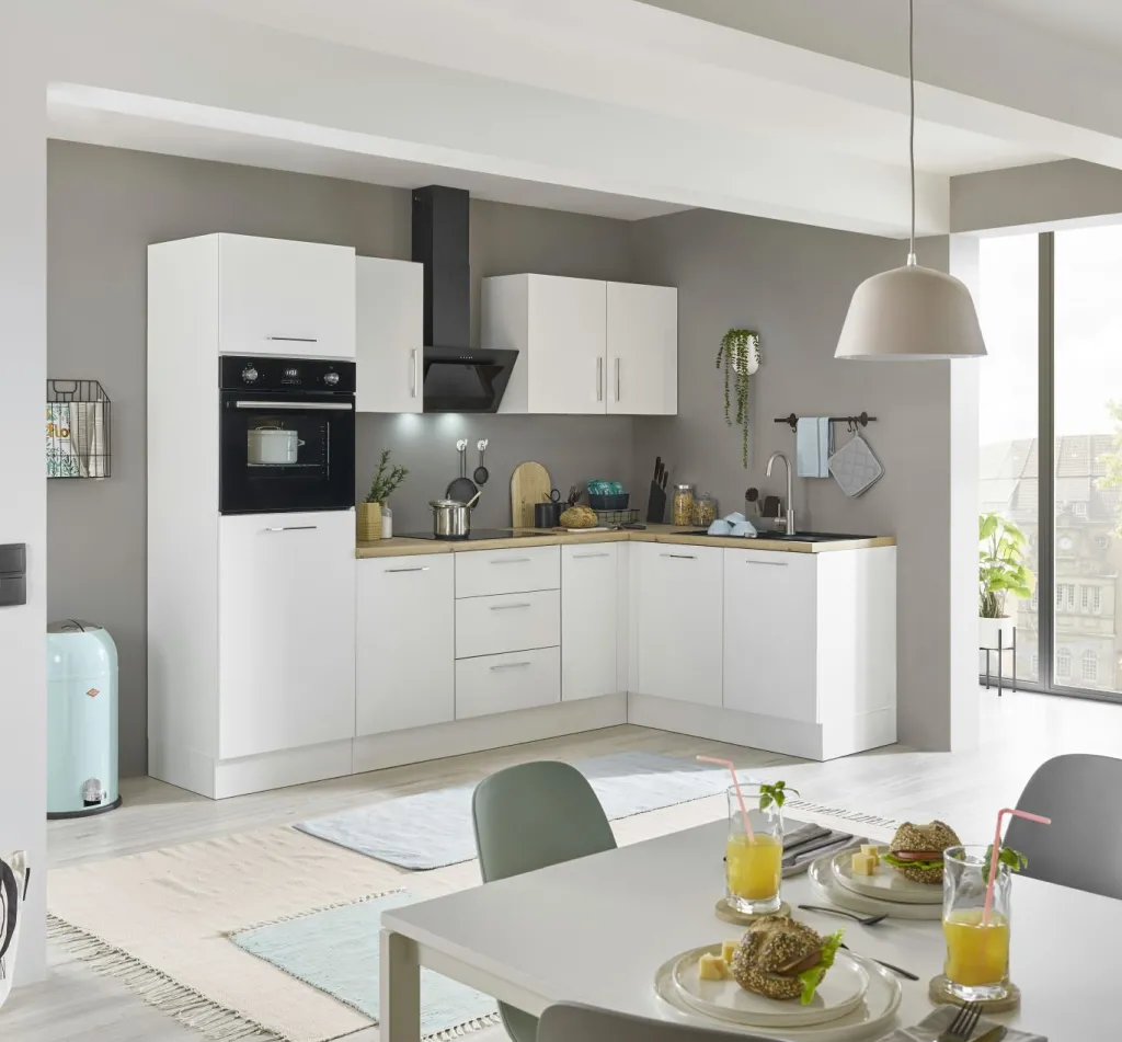 Bega BBK Cuisines Équipées|Afficher Blocs Cuisine<Bloc cuisine avec électroménager CORNWALL (cuisine d'angle-four-réfrigérateur) II