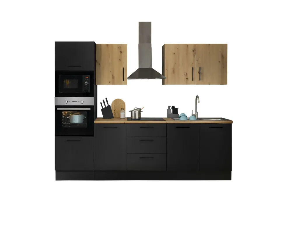 Bloc cuisine avec électroménager CORNWALL (bloc cuisine-four-micro-ondes) V
