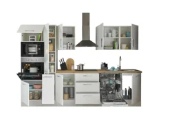 Bloc cuisine avec électroménager CORNWALL (bloc cuisine-four-lave-vaisselle-micro-ondes-armoire coulissante) I