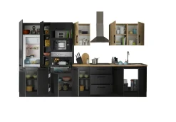 Bega BBK Cuisines Équipées|Afficher Blocs Cuisine<Bloc cuisine avec électroménager CORNWALL (bloc cuisine-four-réfrigérateur-micro-ondes-armoire coulissante) III
