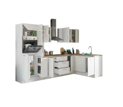 Bloc cuisine avec électroménager CORNWALL (cuisine d'angle-four-lave-vaisselle-réfrigérateur) III