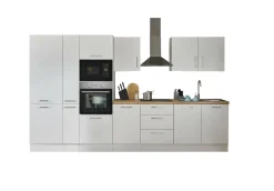 Bloc cuisine avec électroménager CORNWALL (bloc cuisine-four-réfrigérateur-micro-ondes-armoire coulissante) I
