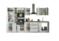 Bloc cuisine avec électroménager CORNWALL (bloc cuisine-four-réfrigérateur-micro-ondes-armoire coulissante) I