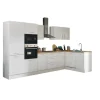 Bloc cuisine avec électroménager CORNWALL (cuisine d'angle-four-lave-vaisselle-réfrigérateur-micro-ondes) I
