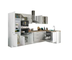 Bloc cuisine avec électroménager CORNWALL (cuisine d'angle-four-lave-vaisselle-réfrigérateur-micro-ondes) I