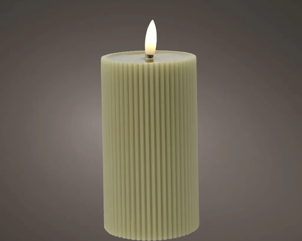Kaemingk Bougies<Bougie LED en cire véritable aspect rainuré STRIPE