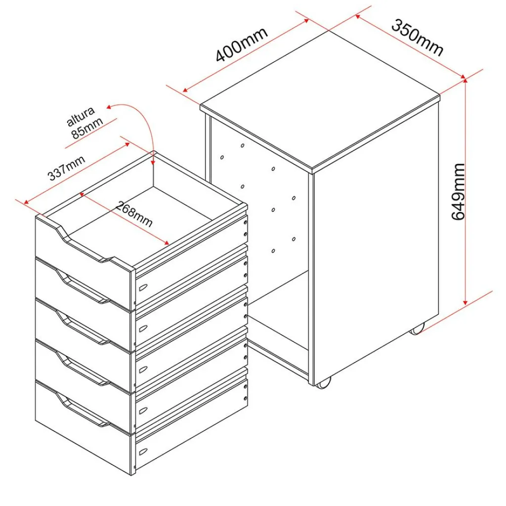 Inter Link Caissons À Roulettes<Caisson de bureau sur roulettes NILS