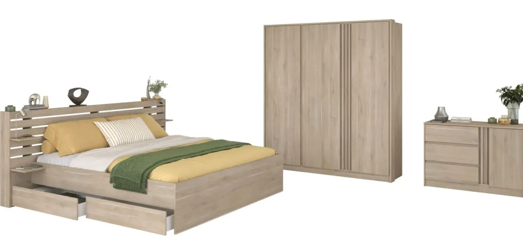 Parisot Chambres Complète<Chambre à coucher 3 éléments MIAMI 22