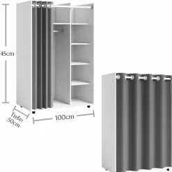 Pol-Power Armoires Multifonctions<Dressing avec rideau en tissu JENKE