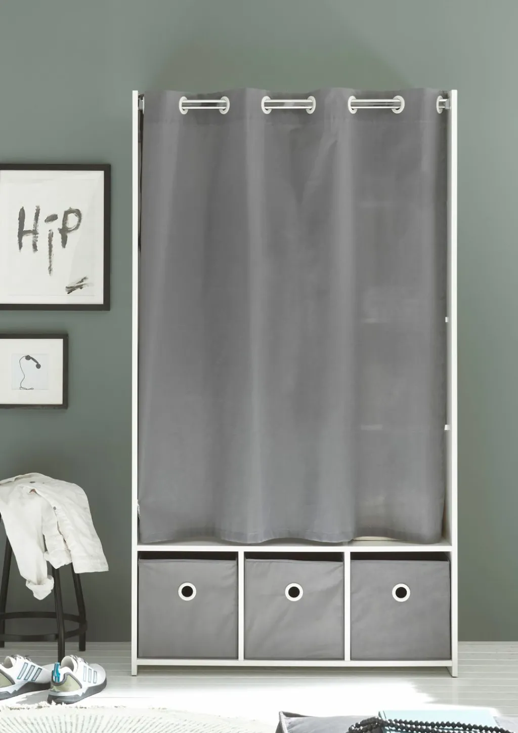 Pol-Power Armoires Multifonctions<Dressing avec rideau en tissu JENKE