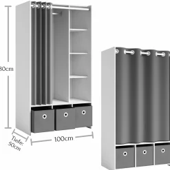 Pol-Power Armoires Multifonctions<Dressing avec rideau en tissu JENKE