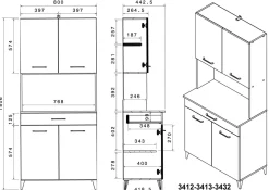 Ensemble avec buffet de cuisine MEMPHIS 3