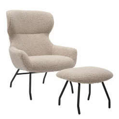 Salesfever Fauteuils Rembourrées|Fauteuils À Oreilles<Fauteuil avec repose-pied 367803