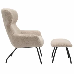 Salesfever Fauteuils Rembourrées|Fauteuils À Oreilles<Fauteuil avec repose-pied 367803