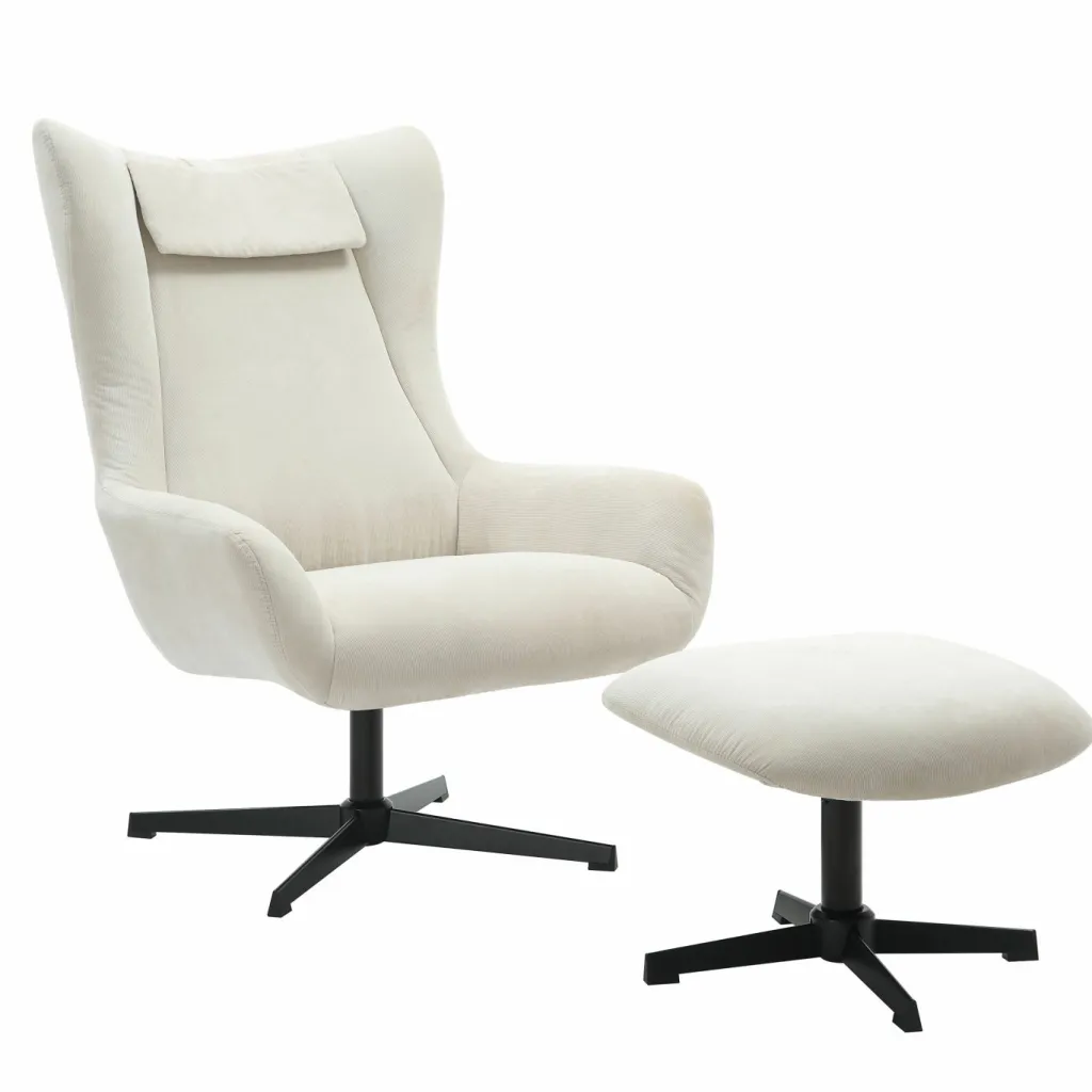 Salesfever Fauteuils Rembourrées|Fauteuils À Oreilles<Fauteuil avec repose-pied 367827