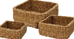 Koopman Corbeilles<Grand panier carré en jonc de mer EH